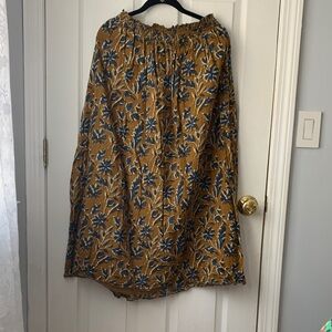 NATURAL LIFE Floral Midi Skirt in Mustard and Blue